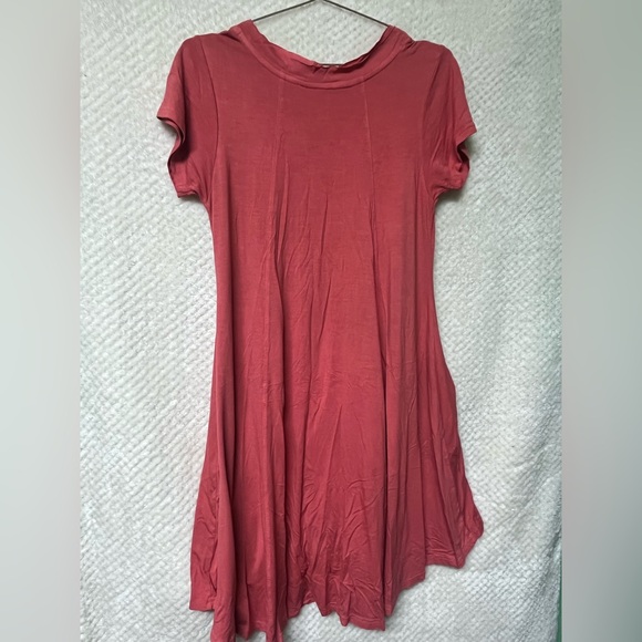 Raya Sun V-Neck Dress Flowy Fit Short Sleeve V Neck Coral Pink Small - Picture 7 of 7